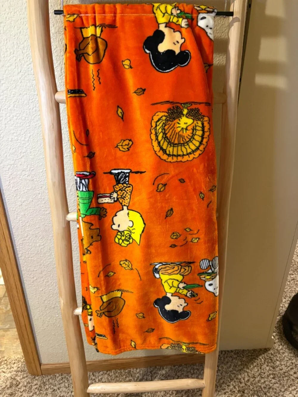 Peanuts Thanksgiving Snoopy Charlie Brown Fall Throw Blanket 50x70 NWT